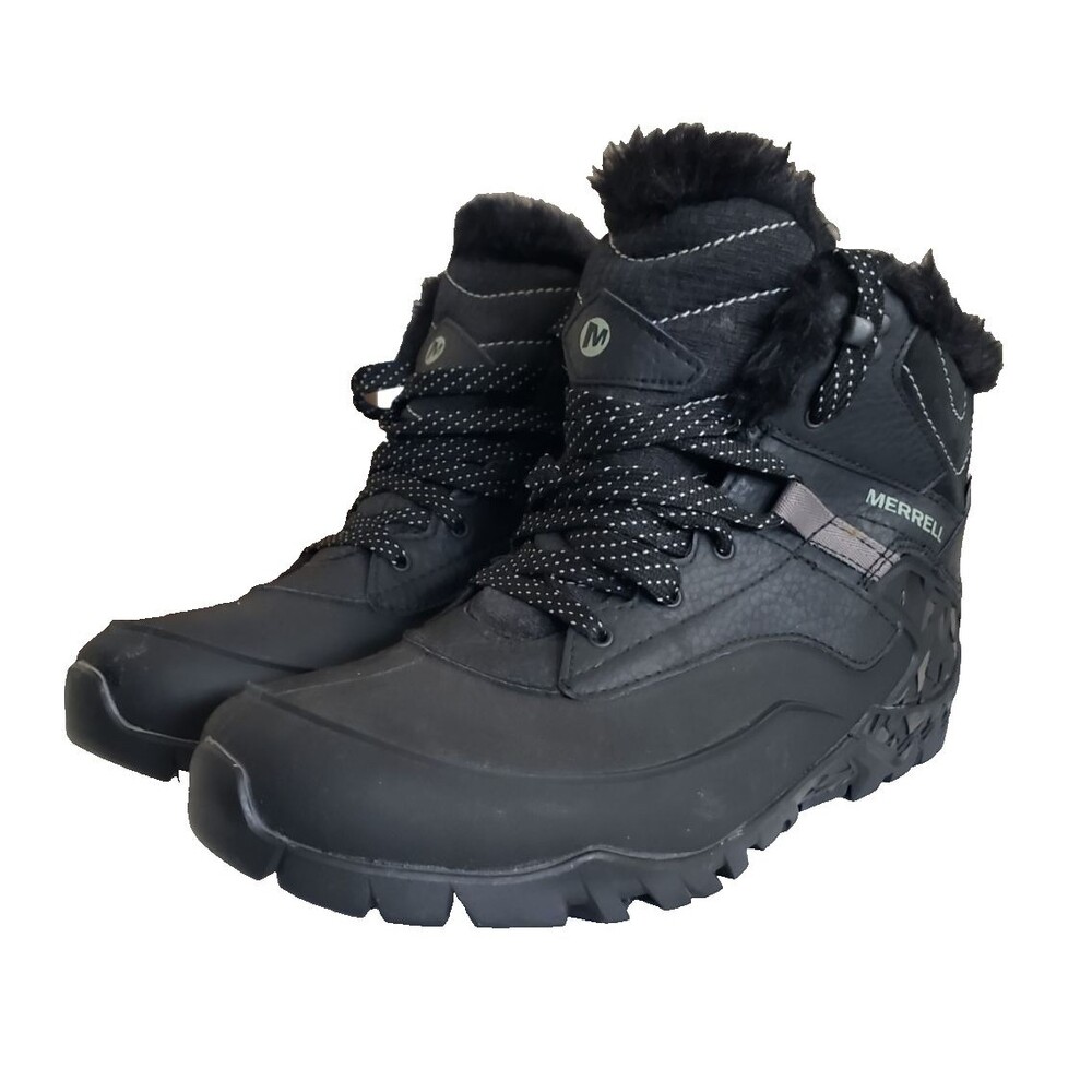 Merrell Aurora 6 Ice Waterproof Winter Boots Women's SZ 10 Black Faux Fur Lined